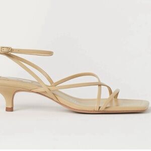 NWT H&M Premium leather kitten heel wrap sandal